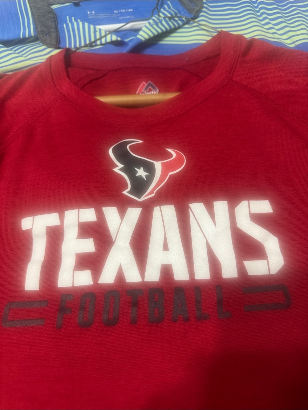 Majestic Red Texans Football Long Sleeve Shirt